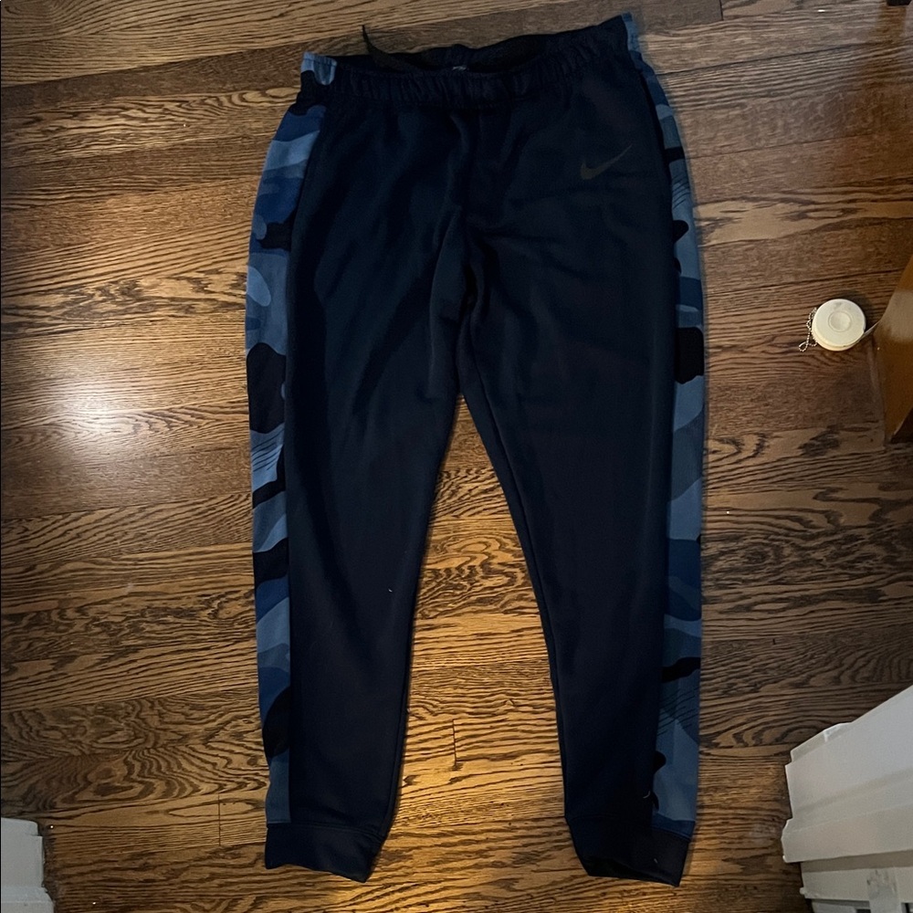 Nike Men's Black and Camo Blue Joggers